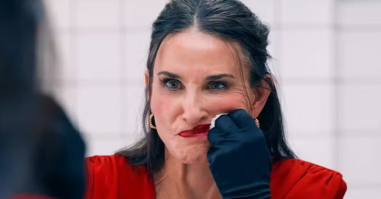 Boa de cena - Demi Moore entrega performance magnética em ‘A Substância’, um dos filmes indicado ao Oscar. Foto: Divulgação