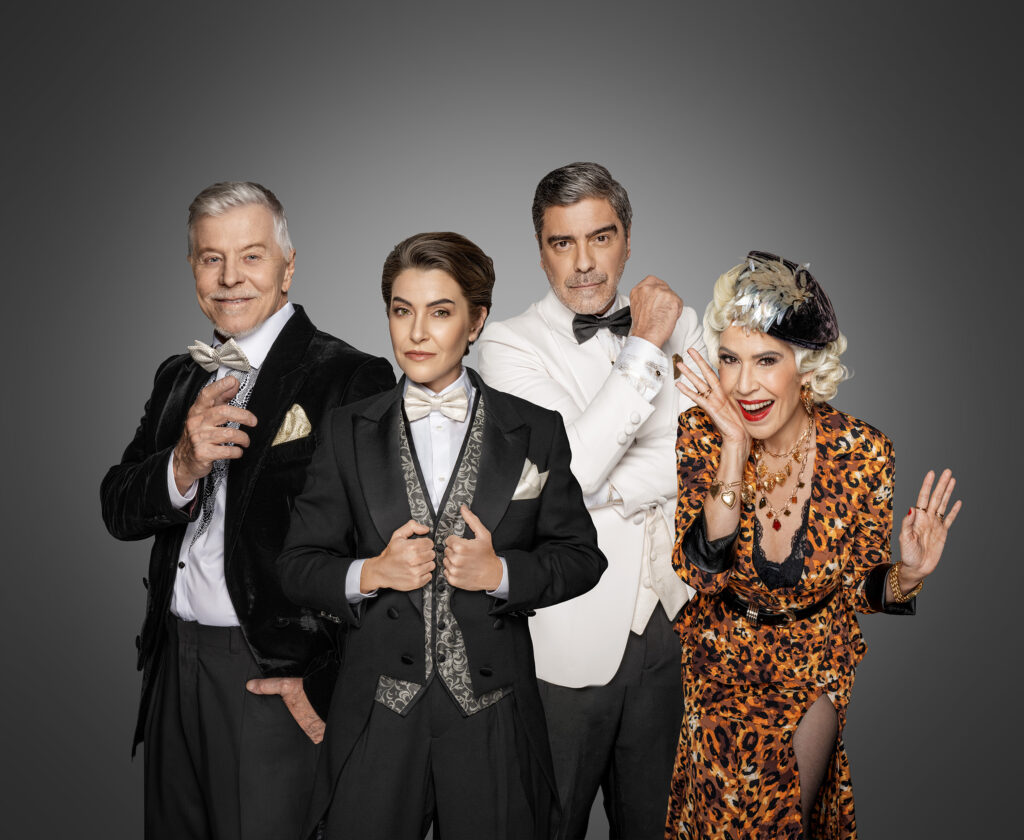 O teatro acontece no encontro. Em Victor/Victoria, Alessandra Verney divide o palco com um elenco que transforma troca, parceria e generosidade artística em parte fundamental da experiência do espetáculo. Foto: Priscila Prade.